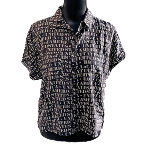 LulaRoe Americana United States Graphic Patriotic Grunge Button Up Shirt XS